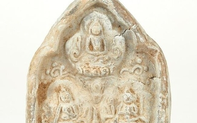 SE Asian Stone Relief Three Seated Figures