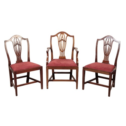 SEVEN GEORGE III STYLE MAHOGANY DINING-CHAIRS including two ...