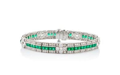 SOPHIA D. Platinum, Emerald, and Diamond Bracelet