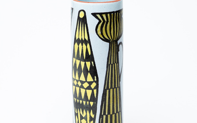 STIG LINDBERG. A Gustavsberg 'Karneval' faience vase, signed with the studio hand, 1950's.