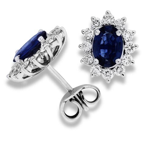 Sapphire Earrings set with 2.12ct. sapphires and 0.67 ct. di...