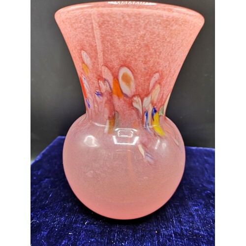 Scottish starthearn glass vase in pink colourations with mul...
