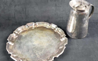 Set of Silver Plate Pitcher and Tray