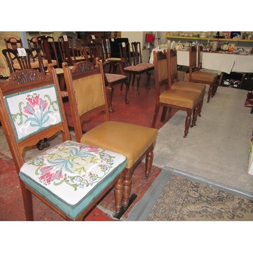 Set of Six Late Victorian Walnut Dining Chairs.