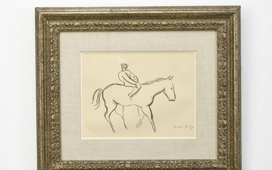 Signed Raoul Dufy drawing of man on horseback