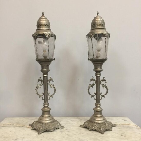 Silver metal lamps