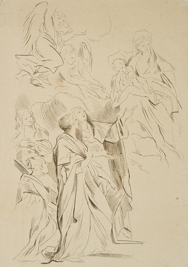 Sketch with biblical motifs and antique figures, c.