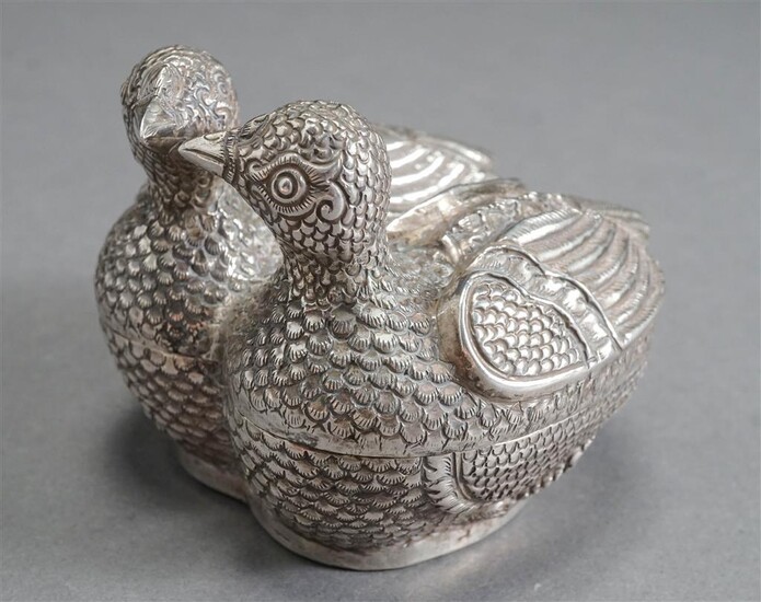 Southeast Asian 900-Silver Two-Bird-Form Betel Box, 3 oz