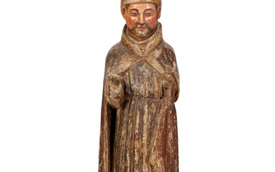 Spanish Colonial Antique Carved Wood Santos Statue