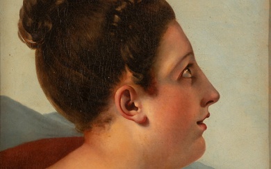 Suiveur de Edouard DUBUFE Portrait de Mademoiselle Georges Huile sur toile 50 x 38 cm....