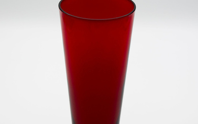 TRONCONIC RED VASE, MURANO GLASS, VINTAGE.
