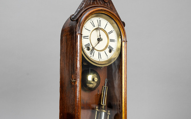 Table clock with mercury pendulum, probably France, 1st 2nd half of the 20th century.