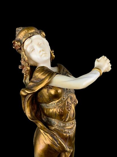 Theophile Somme Gilt Bronze Female Figure
