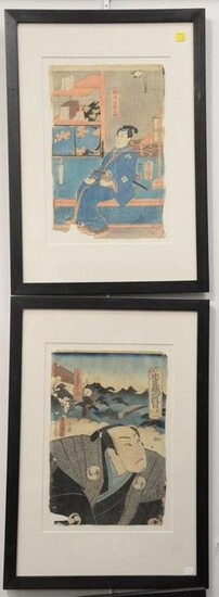 Three Japanese Woodblock Prints to include two Utagawa