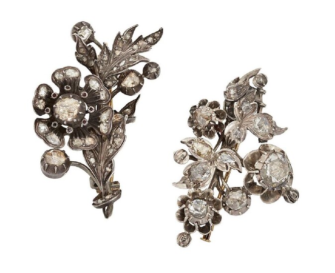 Two 19th century rose-cut diamond brooches, of...