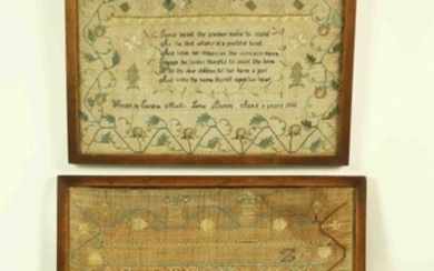 Two Boston Needlework Samplers by the Loring Sisters Hannah and Caroline Matilda, circa 1811 and 181
