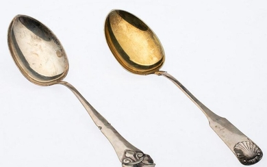 Two Large Danish Silver Serving Spoons