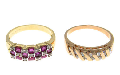 Two gem-set dress rings