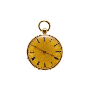 Unsigned, Gold coloured open face slim line pocket watch