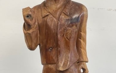 Vintage Carved Male Folk Art style Sculpture 21" h