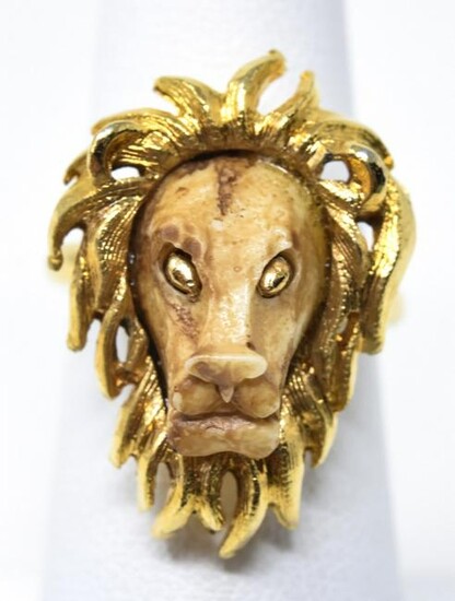 Vintage Costume Jewelry Luca Razza Lion Ring