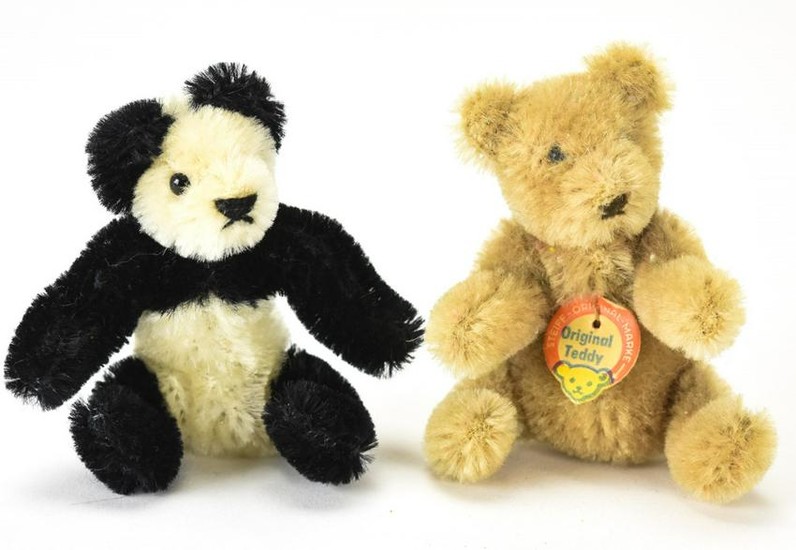 Vintage Steiff Mini Mohair Teddy Bear & Panda Bear