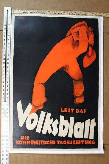 Volksbaltt 36.5" x 24" Art by Peter Laszlo Peri (1926)