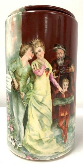 WILLETS BELLEEK HAND PAINTED CYLINDRICAL VASE