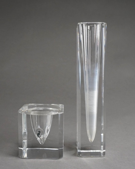 Waterford Crystal Bud Vase and a Candle Holder, Taller: 11 1/4 in. (28.6 cm.)