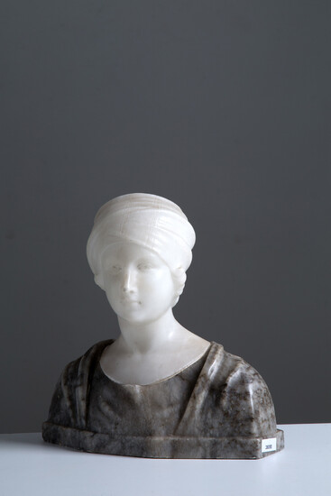 White and grey alabaster sculpture. Early 20th c