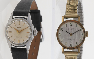 Women's wristwatch, 2 pcs, Tissot, Seastar & Stylist, gold on steel.