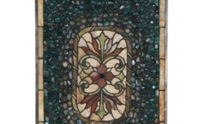Polished Stone and Slag Glass Hanging Panel, Late 20th Century