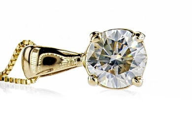 0.82 Ct Round Diamond Pendant - 14 kt. Yellow gold - Necklace with pendant Diamond - No Reserve