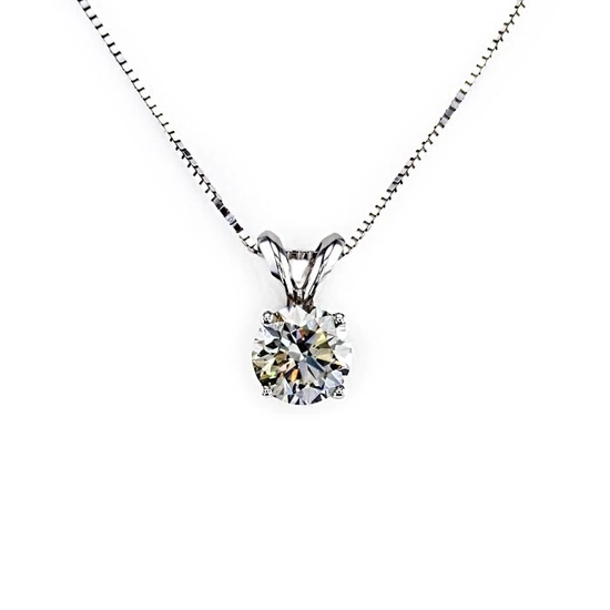 0.82 ct Round Diamond Pendant - 14 kt. White gold - Necklace with pendant Diamond - No Reserve