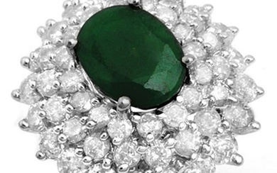 10.02 ctw Emerald & Diamond Ring 18k White Gold