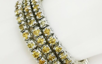 1.20 ct vs fancy mix color diamonds eternity tennis bracelet - 14 kt. White gold - Bracelet Diamond - Diamonds, AIG Certified No Reserve