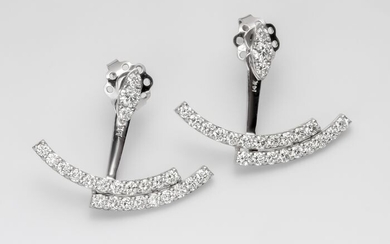 14 kt. White gold - Earrings - 1.20 ct Diamond - Diamonds, AIG Certificate F-I VVS1-VS1