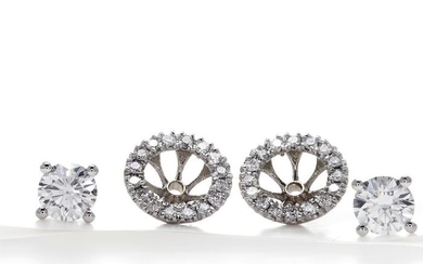 14 kt. White gold - Earrings, 2 IN 1 - 0.82 ct Diamond - Diamonds
