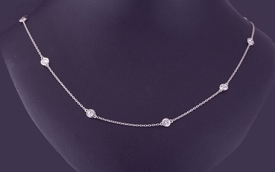14 kt. White gold - Necklace - 1.00 ct Diamond