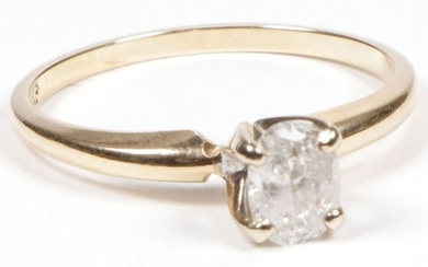 14K GOLD AND SOLITAIRE DIAMOND RING