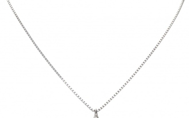 14K. White gold necklace with pendant set with approx. 0.45 ct. diamond.