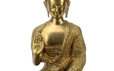 17" Shakyamuni Gilt Bronze Seated Buddha in Mudra