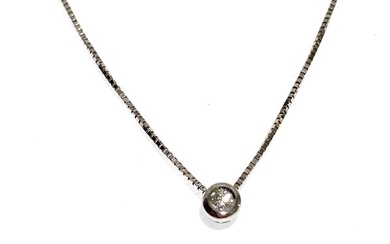 18 kt. White gold - Necklace with pendant - 0.12 ct Diamond - Diamond
