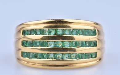 18 kt. Yellow gold - Ring - 0.79 ct Emerald
