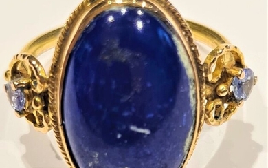 18 kt. Yellow gold - Ring - 8.00 ct Lapis lazuli - Tanzanites