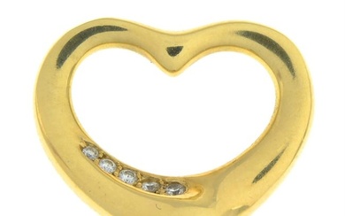 18ct gold diamond 'Open Heart' pendant, by Elsa Peretti for Tiffany & Co.