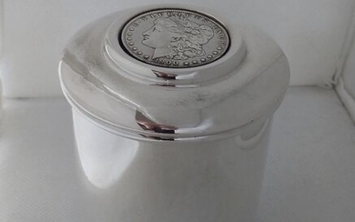 1900 US dollar cylindrical box - .900 silver, .925 silver - Rivargenti - Milano- Italy - Late 20th century