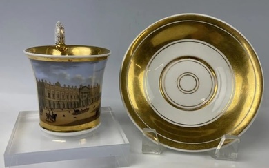19TH C. BERLIN TOPOGRAPHICAL CUP AND SAUCER