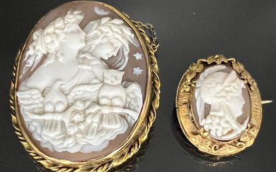 1x Small cameo brooch 585 yellow gold. Approx. 4.2 grams...