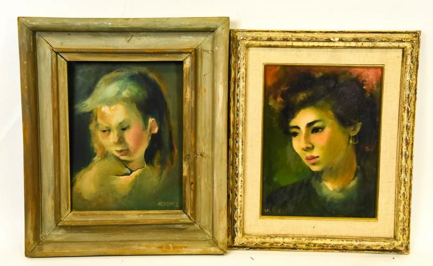 2 M Caldwell Mid Century Portrait Oil Paintings